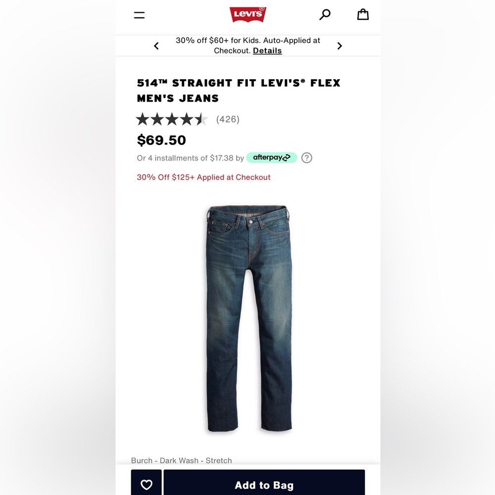 NWT 514™ STRAIGHT FIT LEVI'S® FLEX MEN'S JEANS